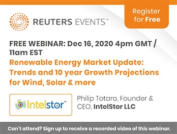 Reuters Events: Renewable Energy Markets Update - Trends and 10 Year Growth. Webinar, Dec 16