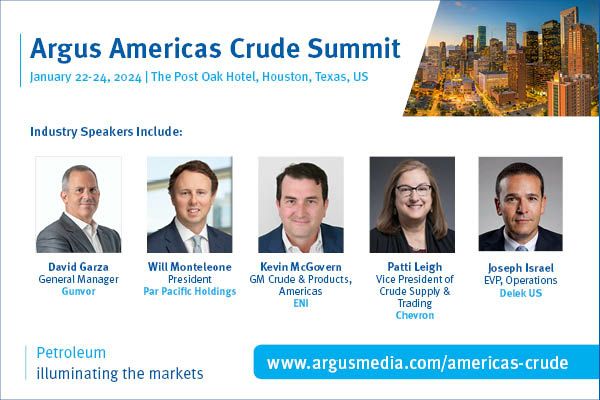 Argus Americas Crude Summit | Jan 22-24, 2024 | In-person: Houston, Texas, US