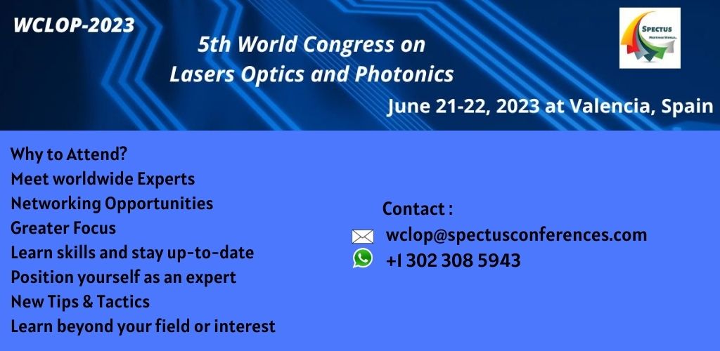 5th World Congress on Lasers Optics and Photonics (WCLOP-2023)